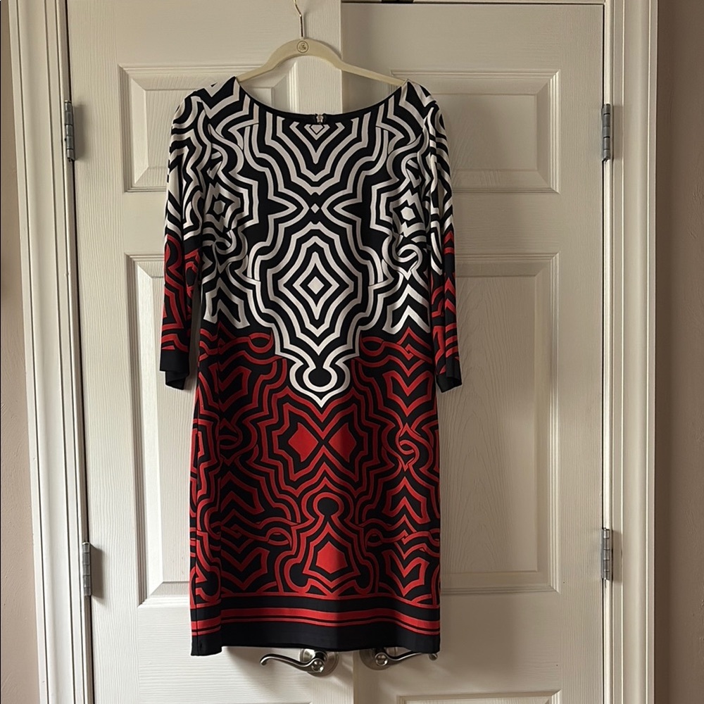 Geometric Black and Red Dress